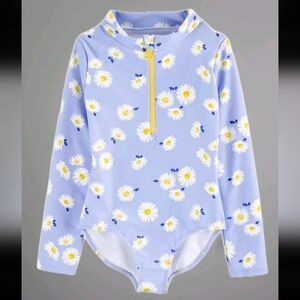 Carter's Daisy Rashguard One Piece | Girl's Size 5/5A 50+ UPF Front Zip